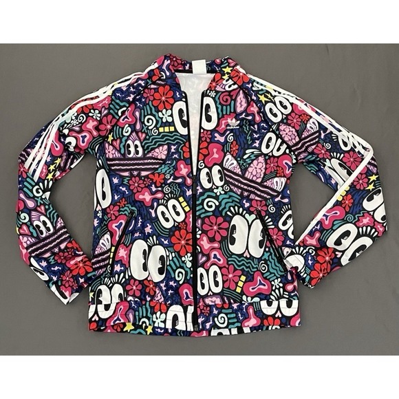 Adidas Originals Jacket Women Medium Hattie Stewart Floral Eyes Track Full Zip - Picture 8 of 12